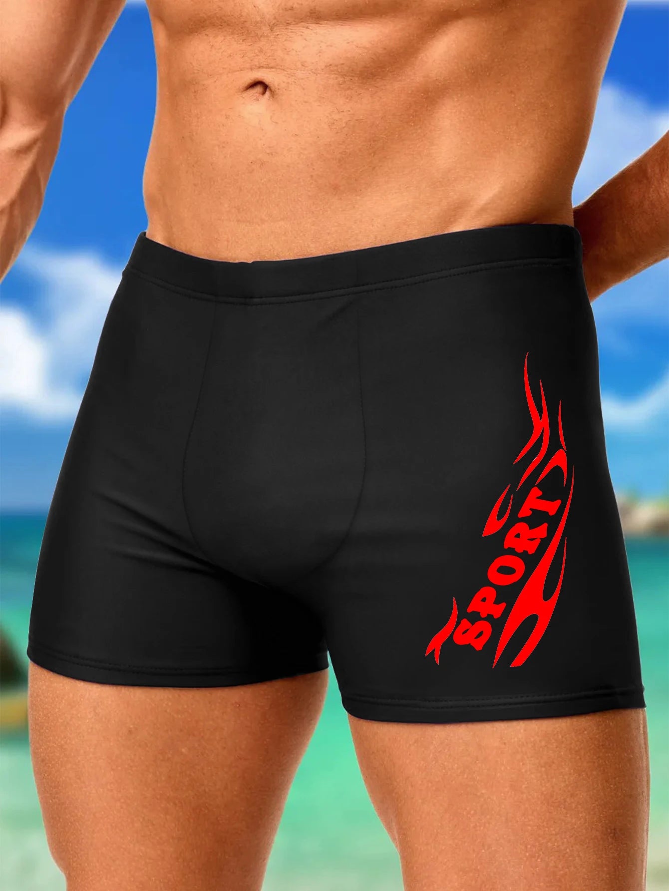 Men's Swimming Trunks with Sport Prints Quick, with Drawstring by Chrissy'seye
