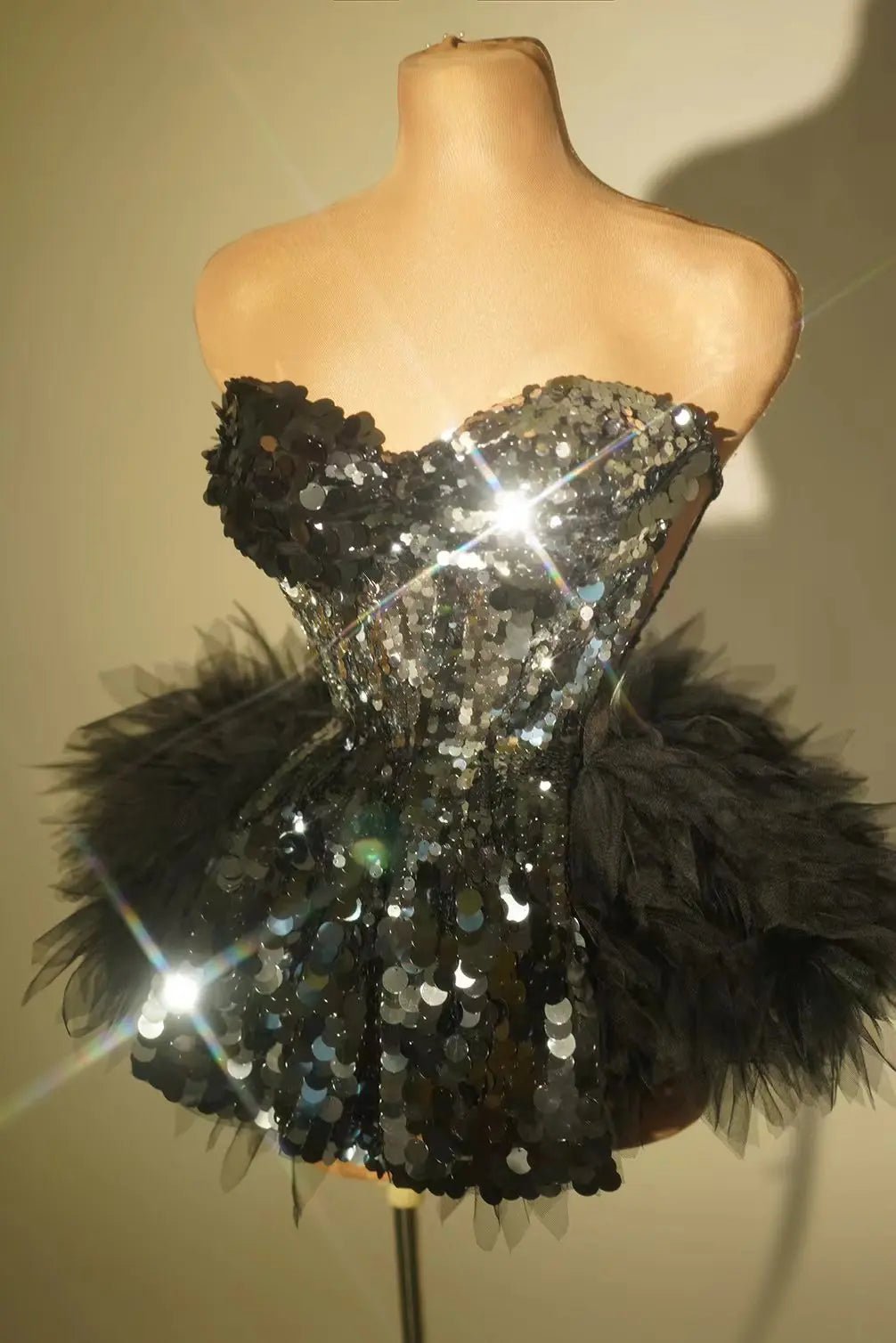 Glitter black dress sequin Sexy backless rhinestones birthday party nightclub DJ DS pole dance stage performance festival outfit - Chrissy's Eye