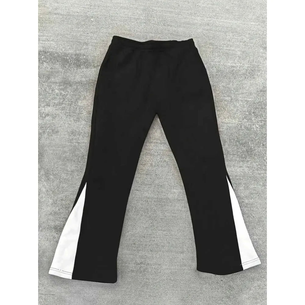 Men's Casual Street Style Trendy Cross Print Fashionable Slightly Flared Black and White Color-Block Design Sweatpants Men Pants by ChrissysEye