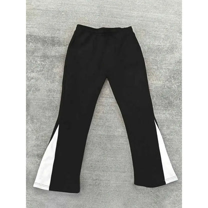 Men's Casual Street Style Trendy Cross Print Fashionable Slightly Flared Black and White Color-Block Design Sweatpants Men Pants by ChrissysEye
