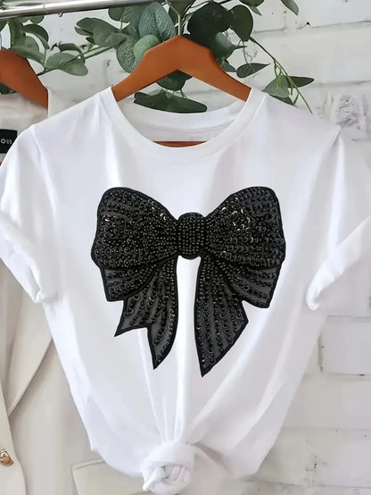 Women's T-Shirt Everyday Casual Party Top Minimalist Everyday Elegant Tee Summer Party Apparel, Geometric Print Top Trendy - Chrissy's Eye