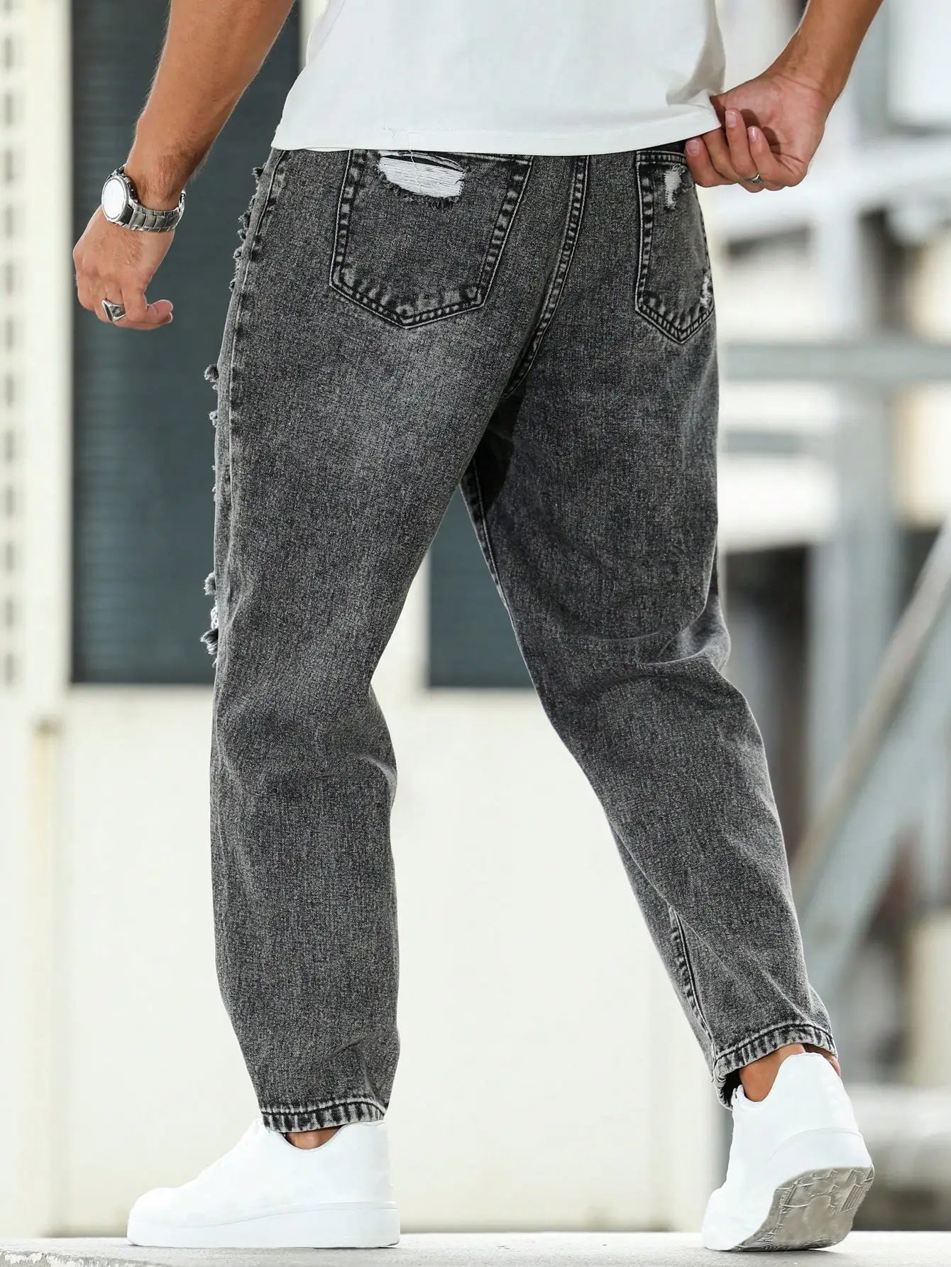 Men's Ripped Jeans for Dark Gray Street Style. Casual trend. by ChrissysEye
