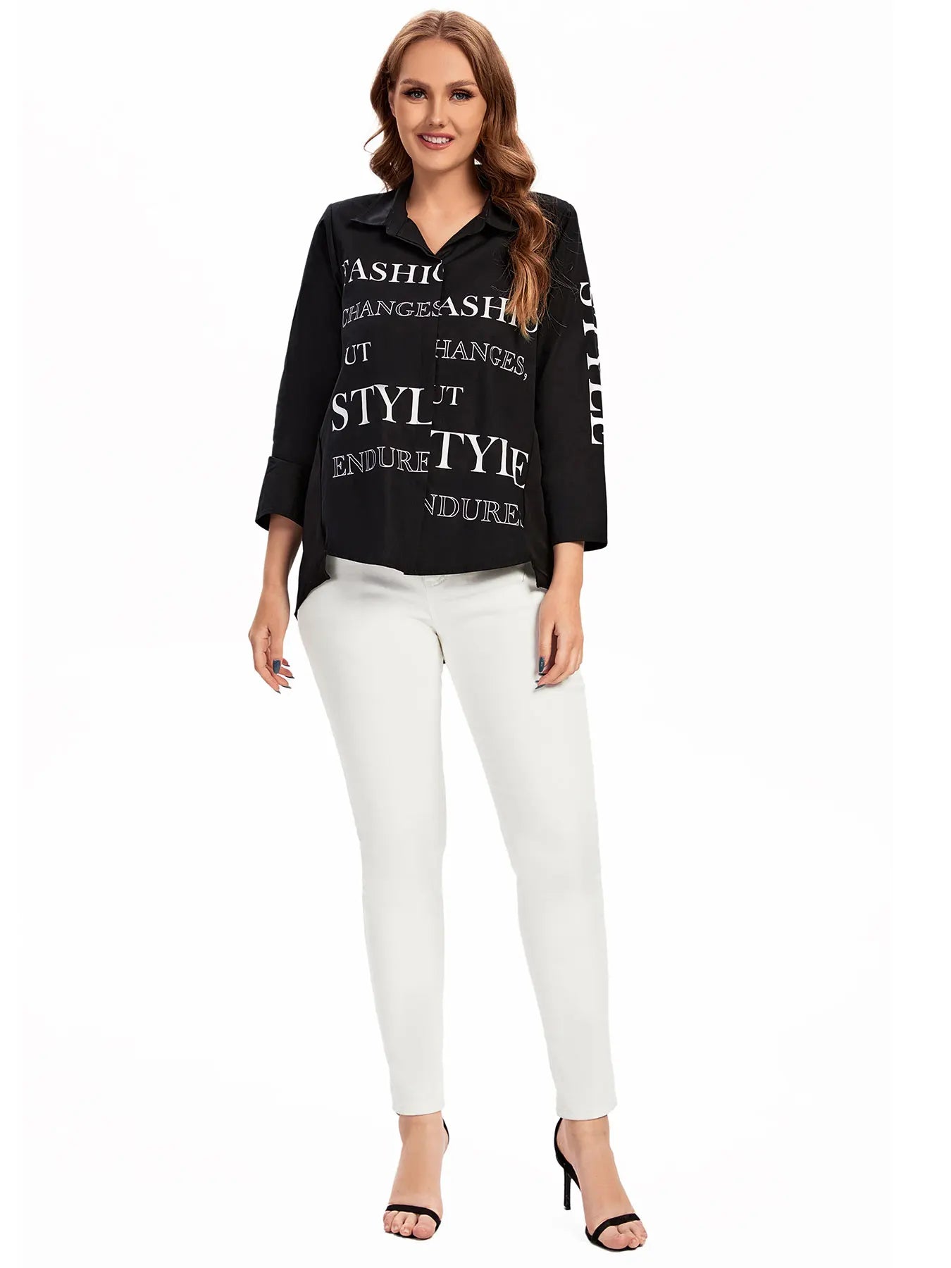 Women Plus Size Woven Spring And Summer Fashionable Shirt