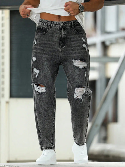 Men's Ripped Jeans for Dark Gray Street Style. Casual trend. by ChrissysEye