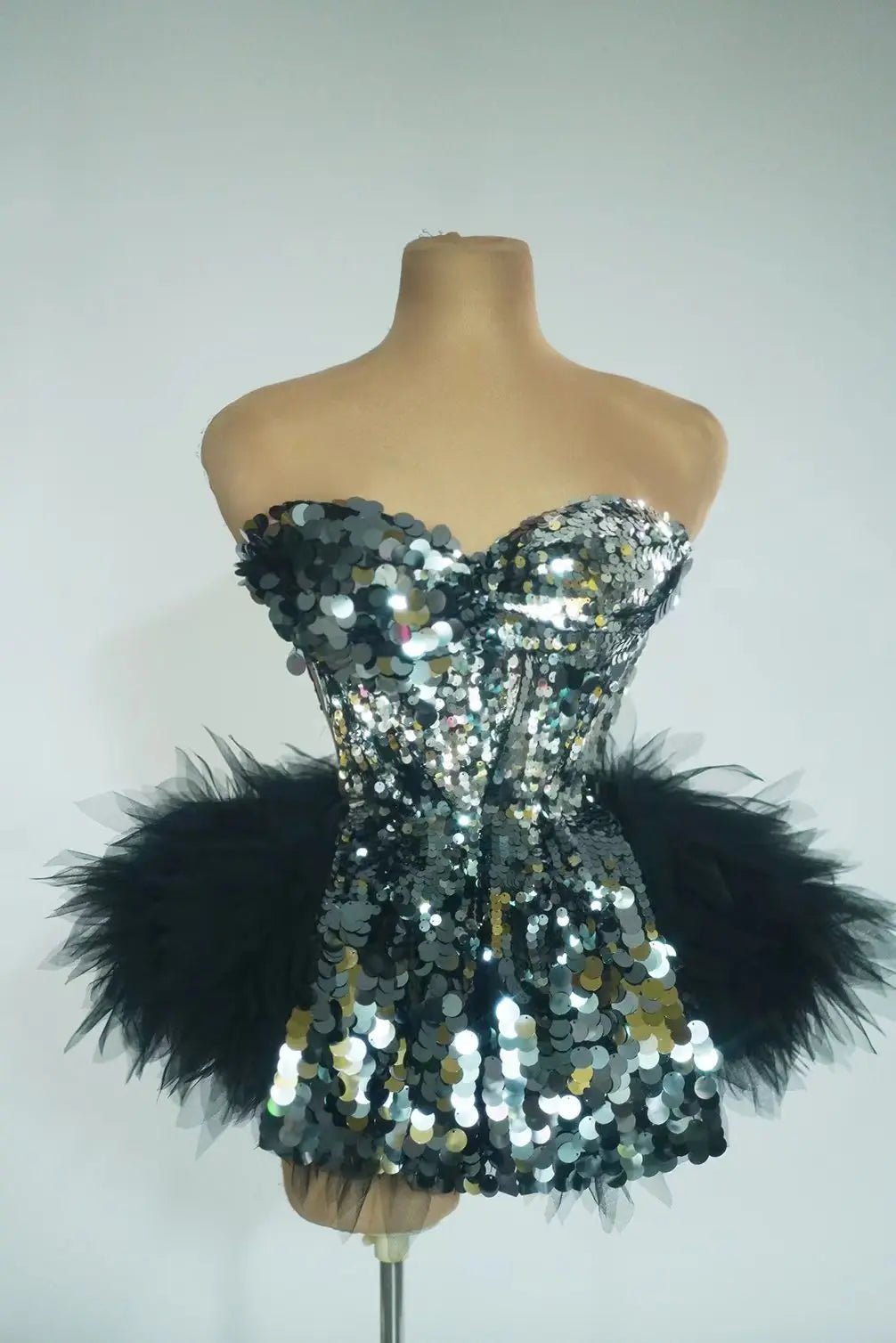 Glitter black dress sequin Sexy backless rhinestones birthday party nightclub DJ DS pole dance stage performance festival outfit - Chrissy's Eye