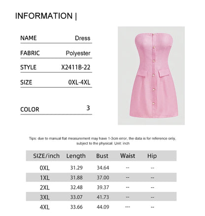 Plus Size Women's 2025 Spring Summer New Sweetheart Tunic Dress Pure Colour Pocket mini Short Dresses
