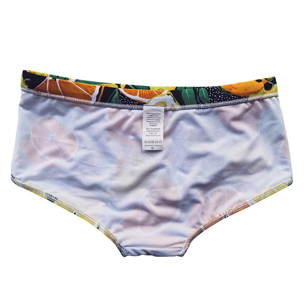 Mens Swimwear Swimsuits Swim Boxer Briefs Bikini Surfing Board Shorts Trunks Orange Print Pouch Water Sport Panties Beach Shorts