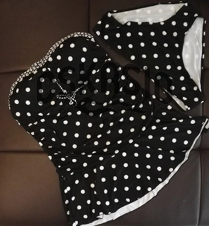 Plus Size Two Piece Swimsuit Swim Skirt Polka Dot Swimwear Women Vintage Swimdress Plus Size Bathing Suit Swimwear Beach Wear
